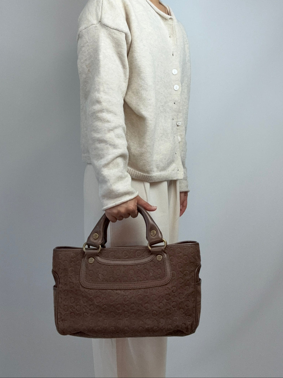 Celine Vintage Brown Suede C Macadam Boogie Handbag