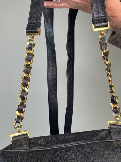 Chanel Vintage Caviar Double Turn Lock Back Pack