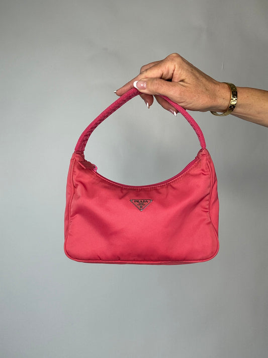 Prada Vintage Mini Pink Nylon Shoulder Bag