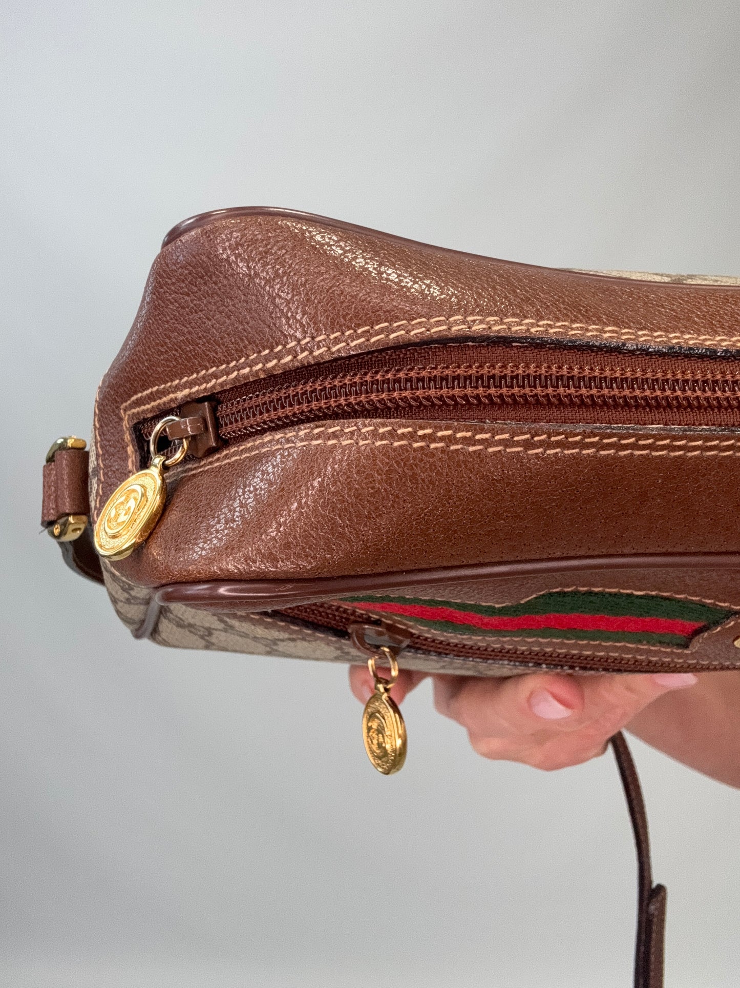 Gucci Sherry Line Supreme Crossbody- Vintage Brown