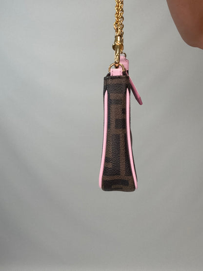 Fendi Zucca Baguette Pochette Chain Bag
