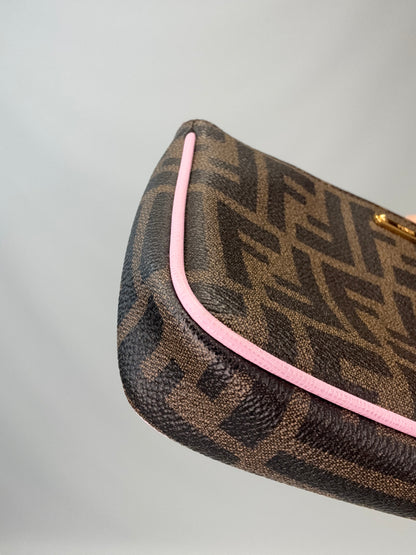 Fendi Zucca Baguette Pochette Chain Bag