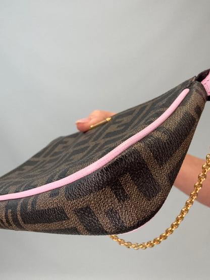 Fendi Zucca Baguette Pochette Chain Bag