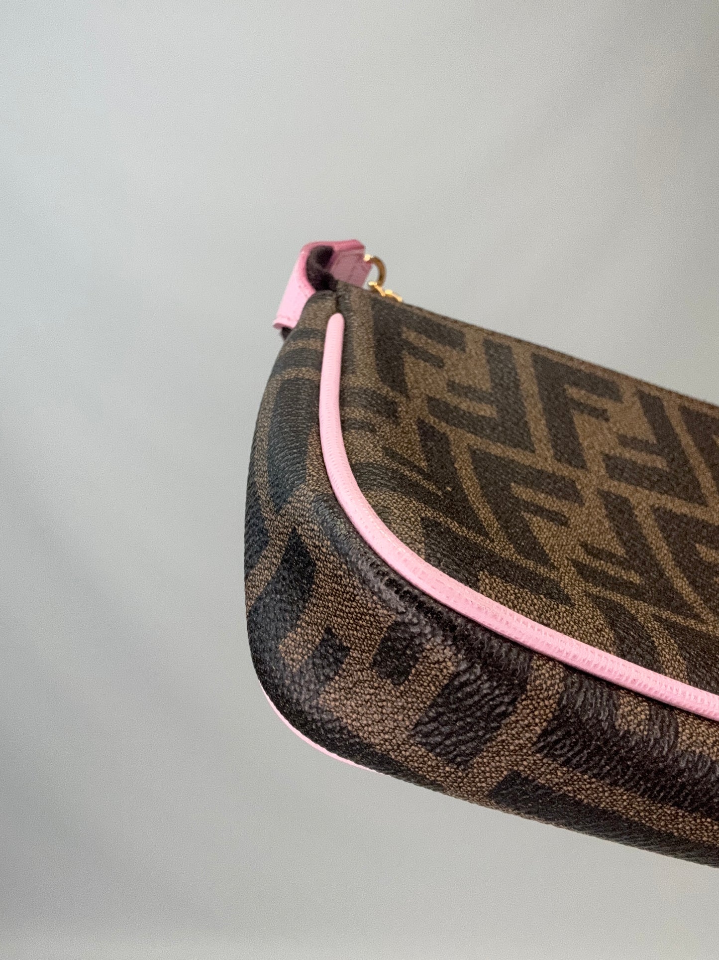 Fendi Zucca Baguette Pochette Chain Bag