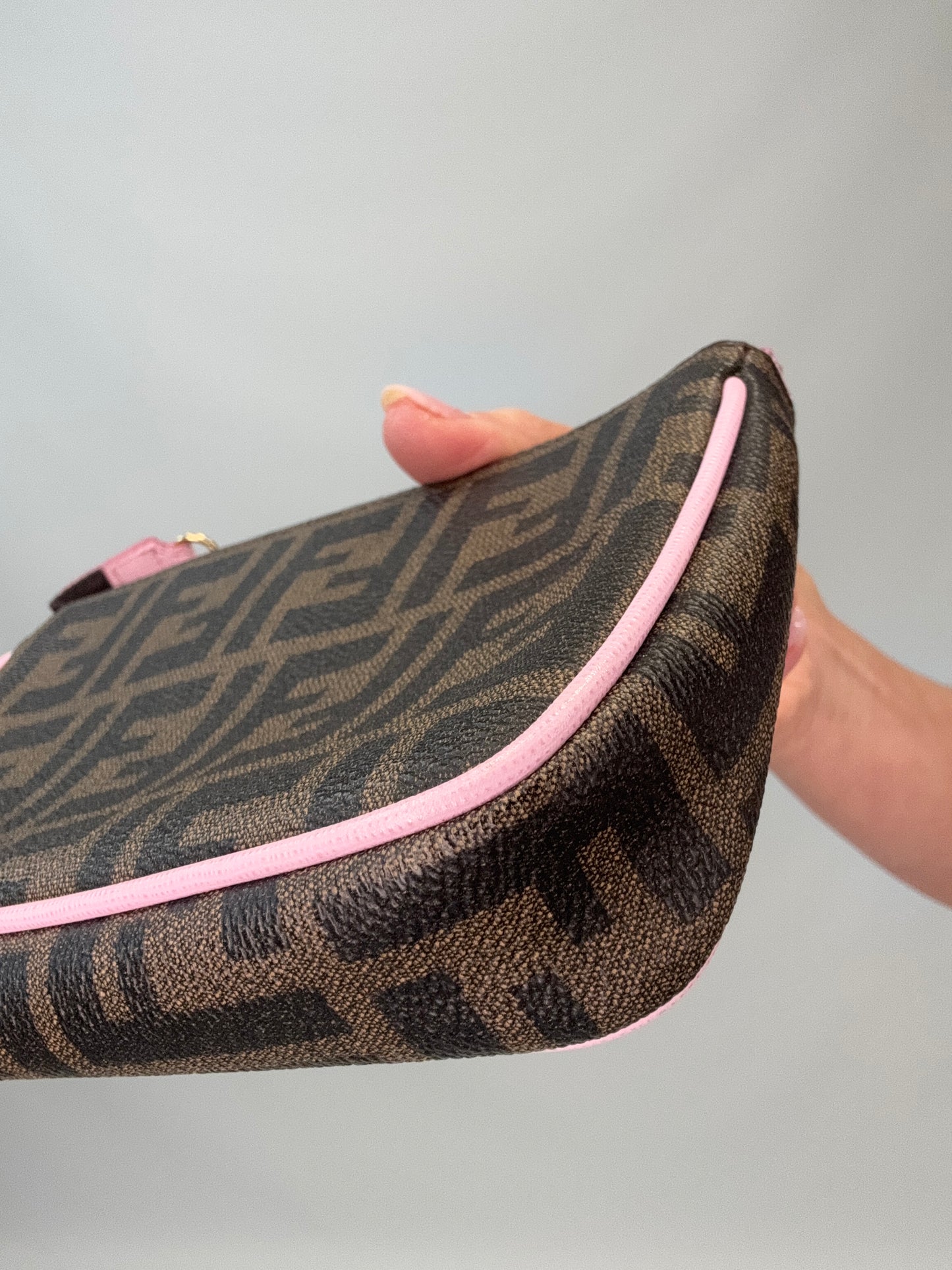 Fendi Zucca Baguette Pochette Chain Bag