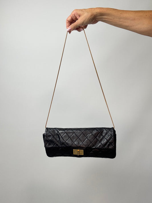 Chanel  2.55 East West Metallic Quilted Flap Bag