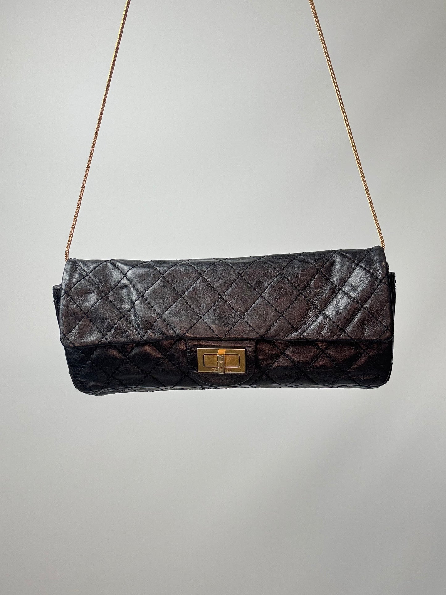 Chanel  2.55 East West Metallic Quilted Flap Bag