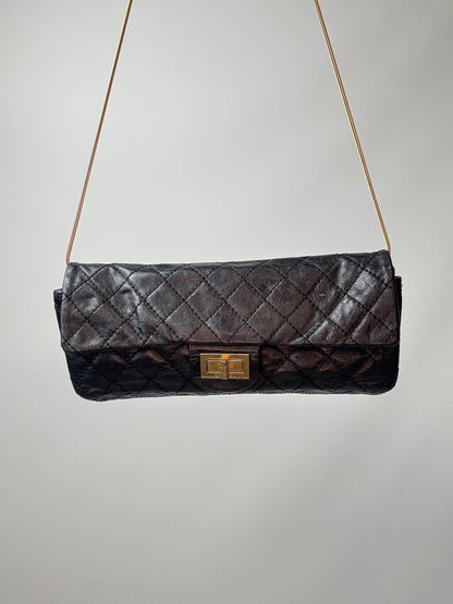 Chanel  2.55 East West Metallic Quilted Flap Bag
