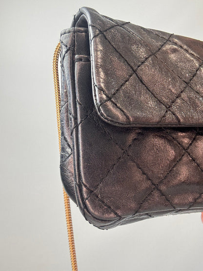 Chanel  2.55 East West Metallic Quilted Flap Bag