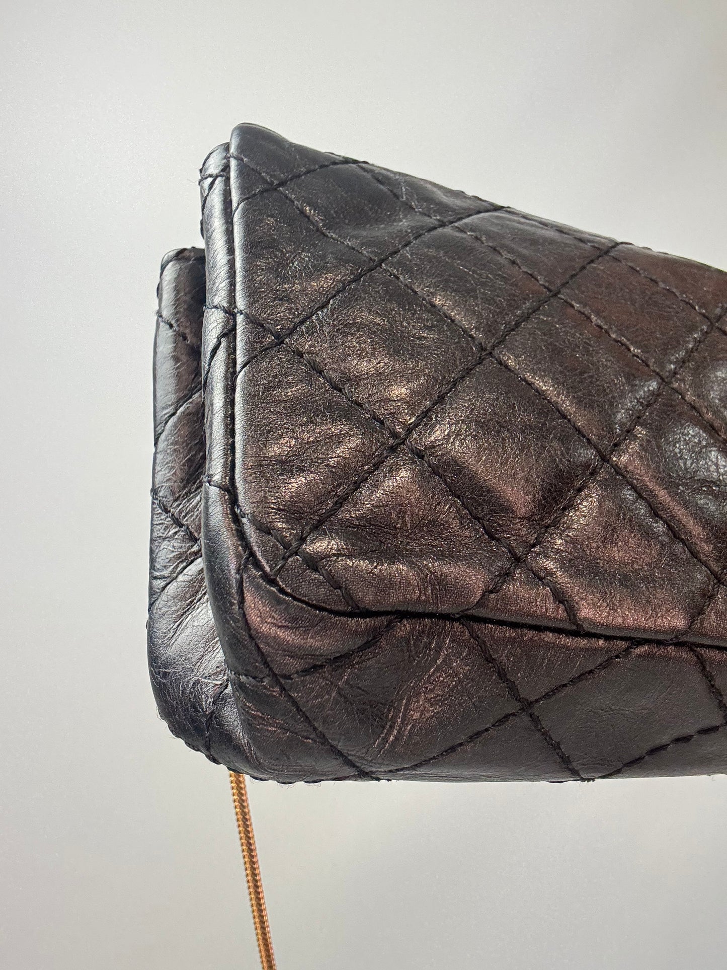 Chanel  2.55 East West Metallic Quilted Flap Bag