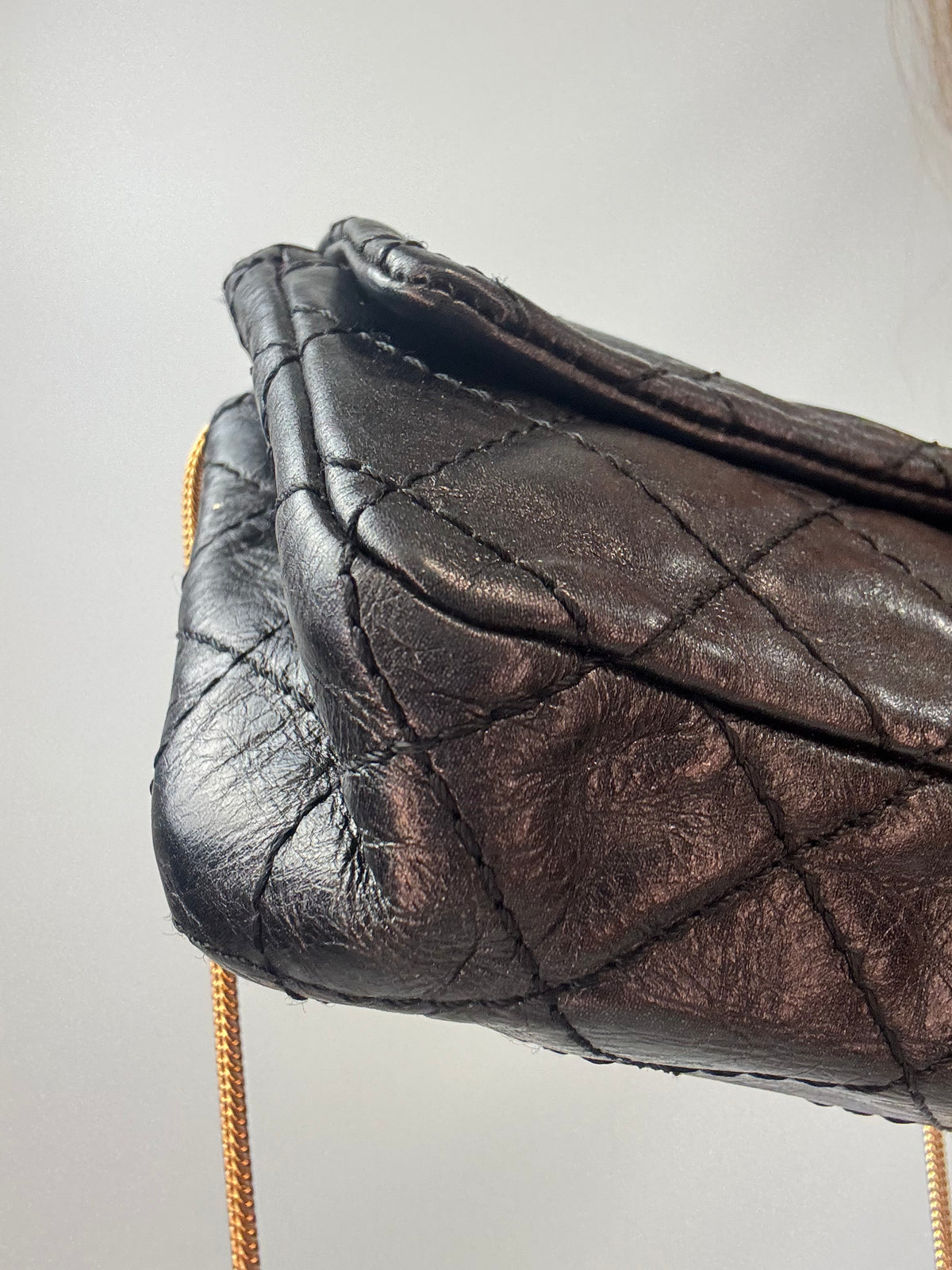 Chanel  2.55 East West Metallic Quilted Flap Bag