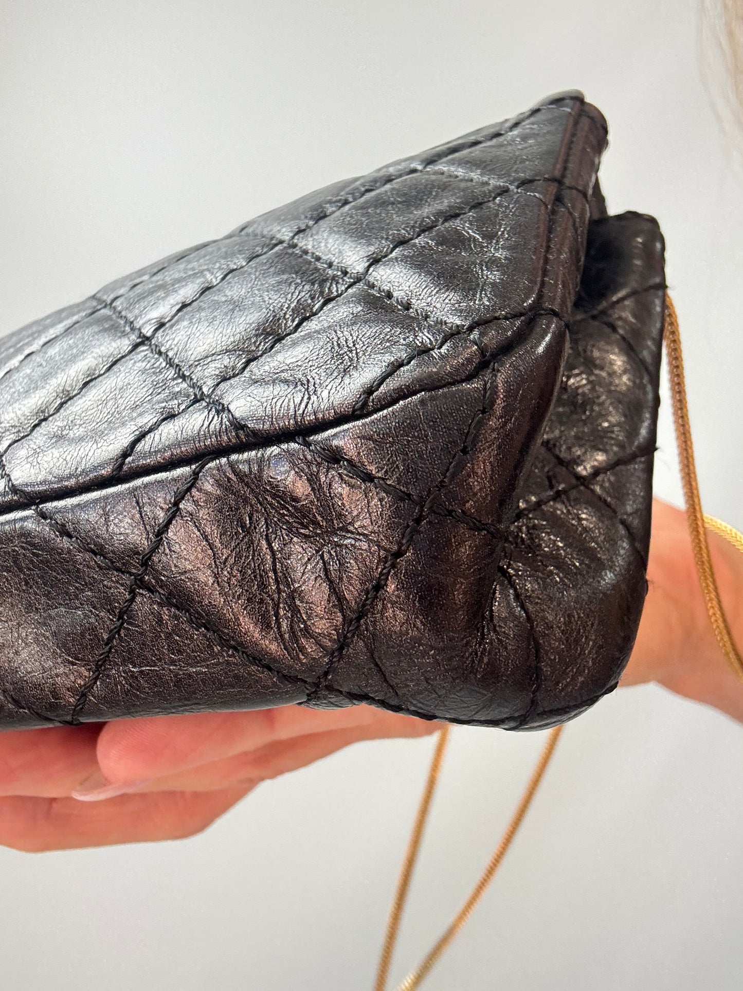 Chanel  2.55 East West Metallic Quilted Flap Bag
