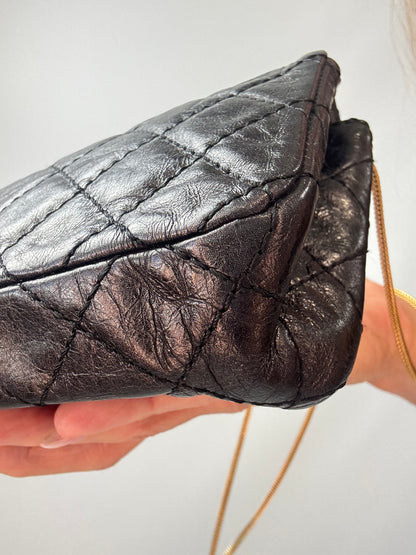 Chanel  2.55 East West Metallic Quilted Flap Bag