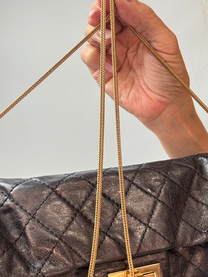 Chanel  2.55 East West Metallic Quilted Flap Bag
