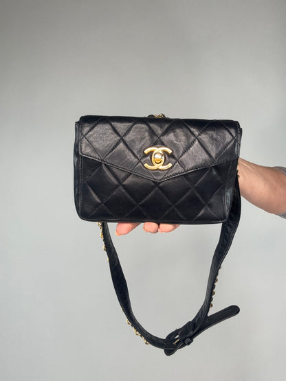 Chanel Vintage Quilted Envelope Belt Bag