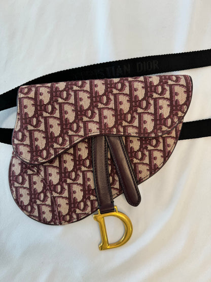 Saddle Belt Pouch Red  Dior Oblique Jacquard