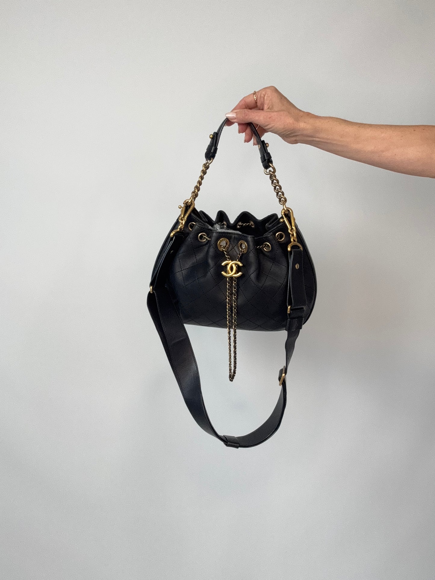 Chanel Quilted Drawstring Bucket