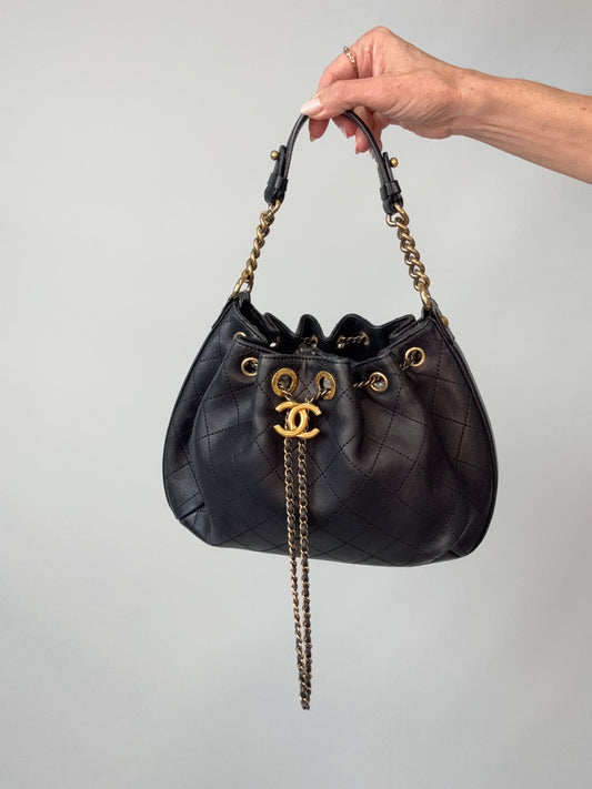 Chanel Quilted Drawstring Bucket