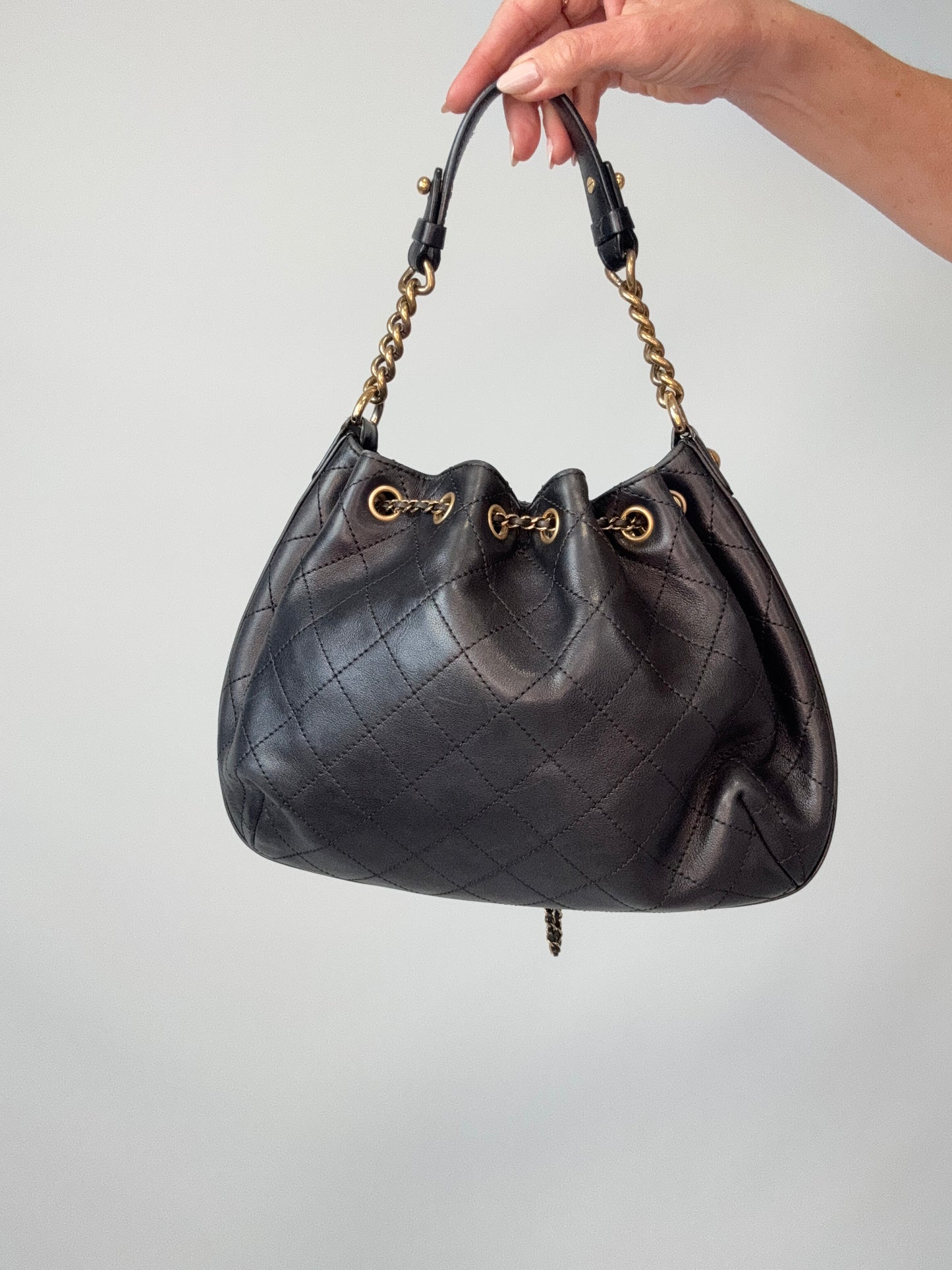 Chanel Quilted Drawstring Bucket