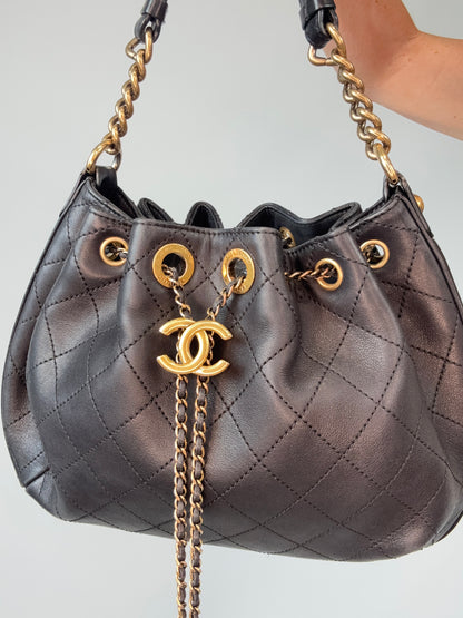 Chanel Quilted Drawstring Bucket