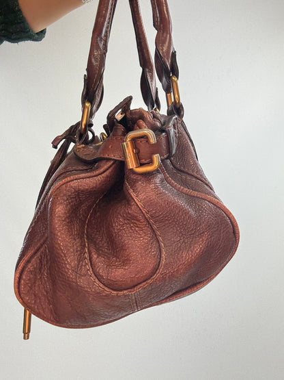 Chloé Paddington Leather Satchel — Chocolate Brown.
