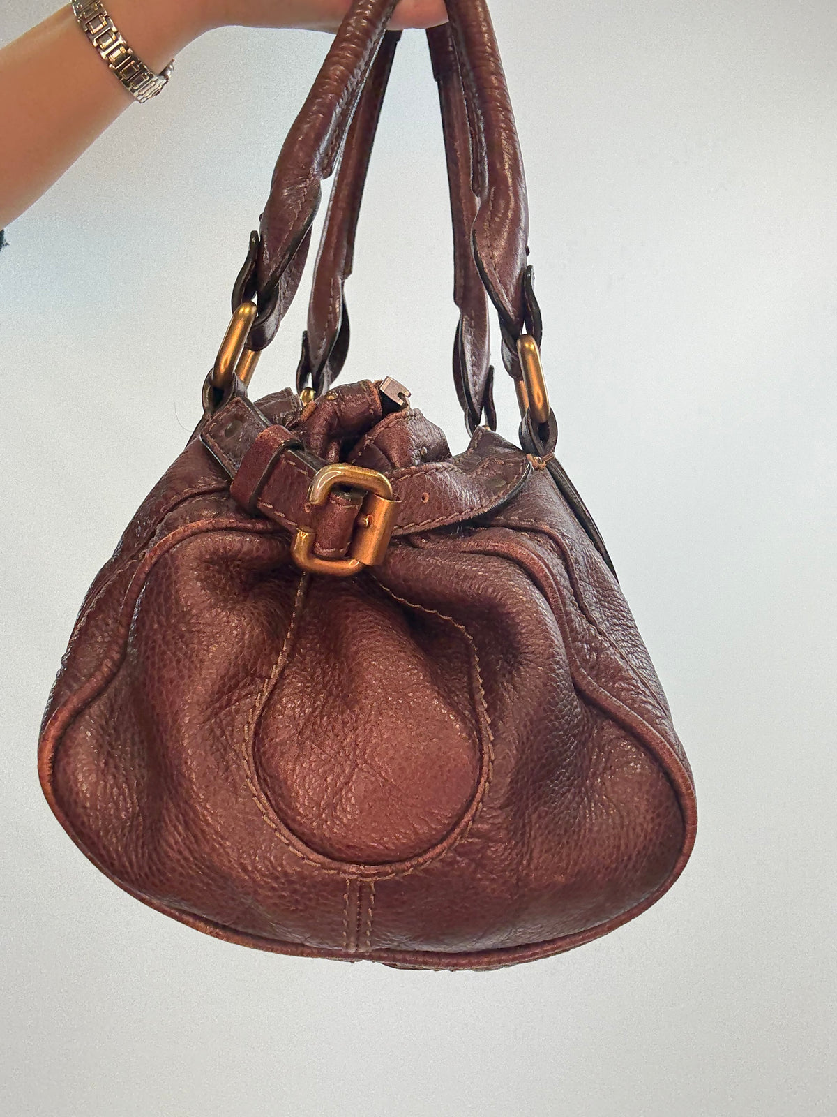 Chloé Paddington Leather Satchel — Chocolate Brown.