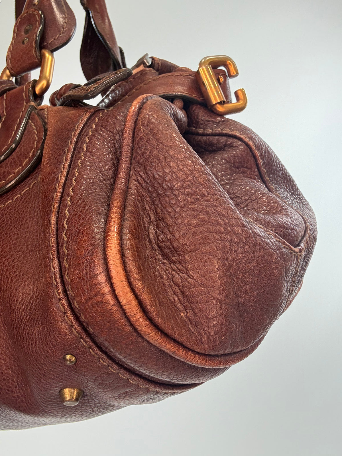Chloé Paddington Leather Satchel — Chocolate Brown.
