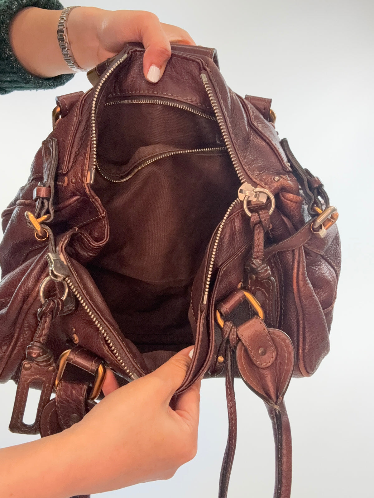 Chloé Paddington Leather Satchel — Chocolate Brown.