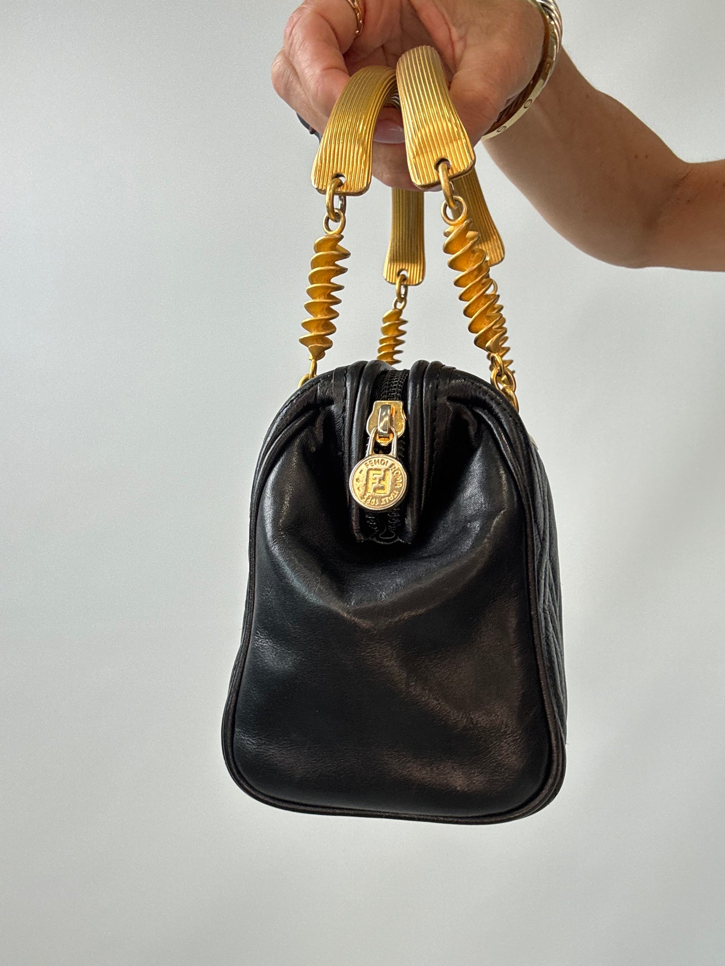 Fendi Vintage 1980s “Pasta” Quilted Leather Top Handle Bag