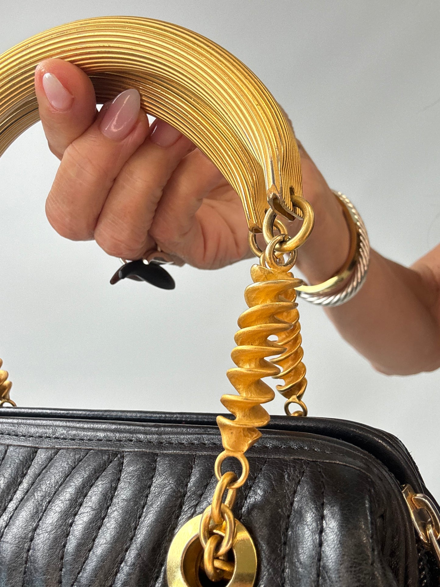 Fendi Vintage 1980s “Pasta” Quilted Leather Top Handle Bag