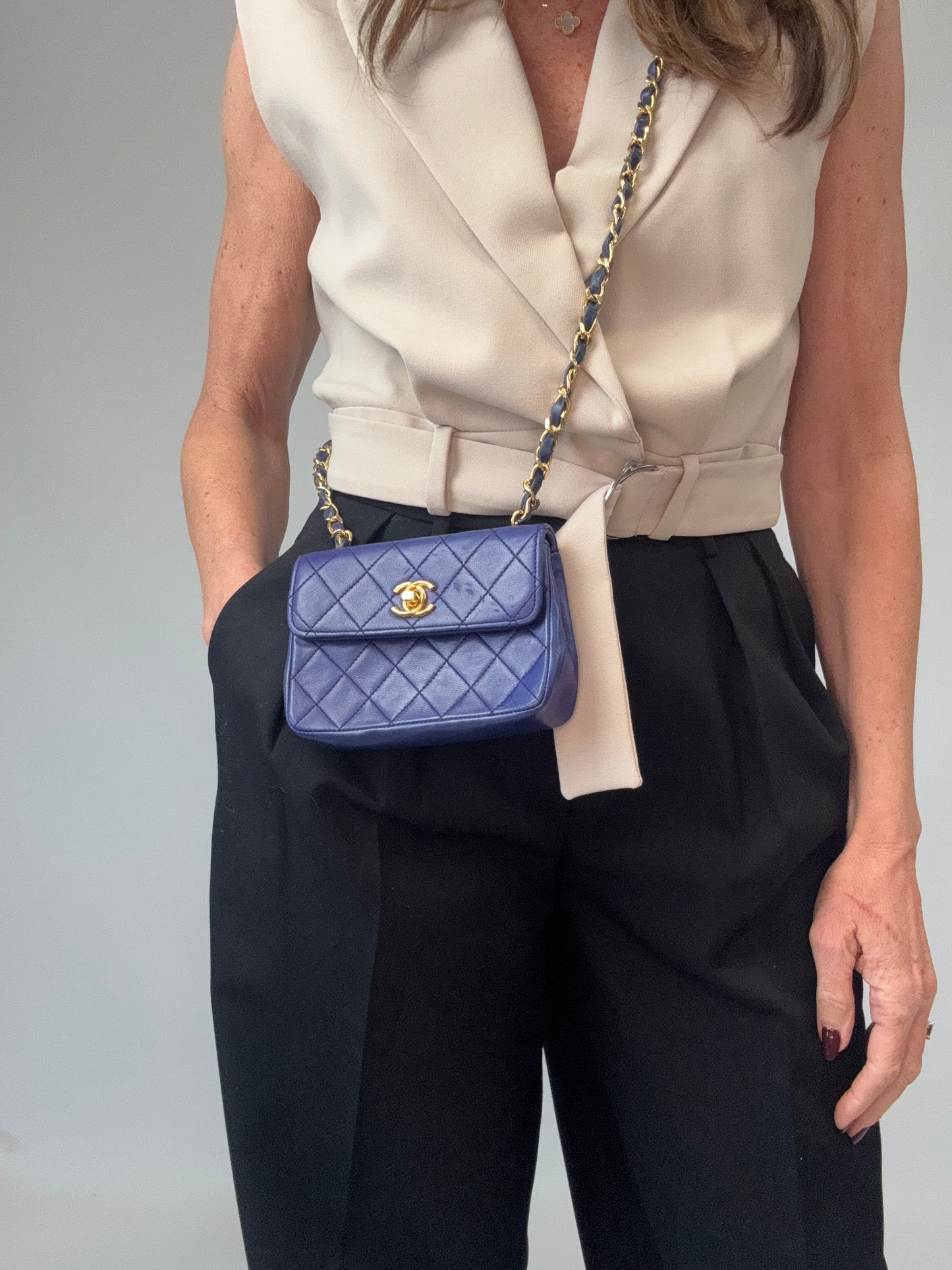 Chanel Mini Rectangular Classic Flap – Navy Lambskin GHW
