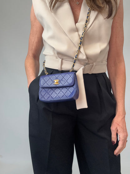 Chanel Mini Rectangular Classic Flap – Navy Lambskin GHW