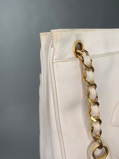 Chanel Rare Caviar Double Sided White Tote
