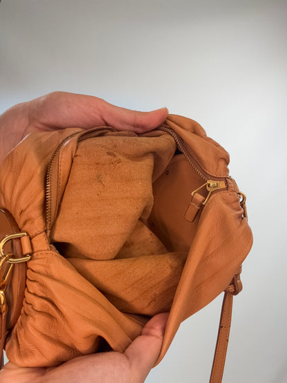 Loewe Women’s Cylinder Leather Bracelet Pouch — Caramel Tan.