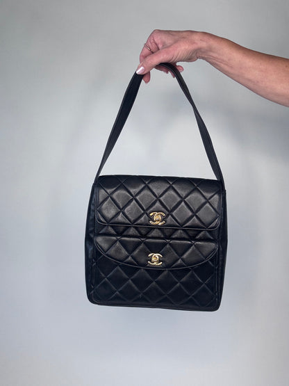 Chanel Vintage Double Turnlock Ulta Rare Lambskin Bag