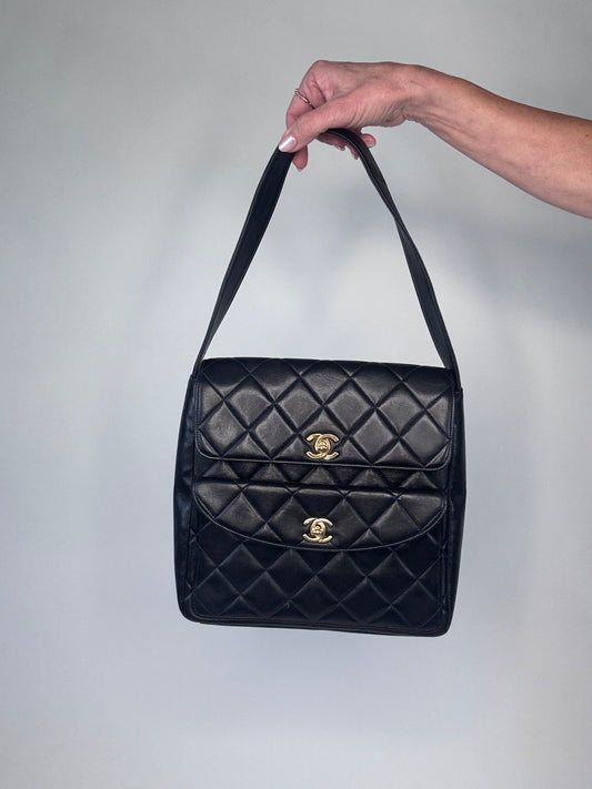 Chanel Vintage Double Turnlock Ulta Rare Lambskin Bag