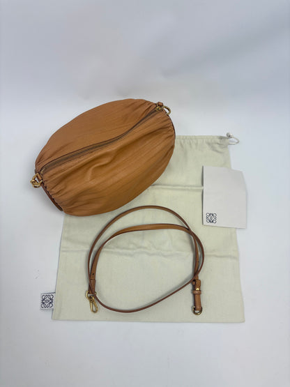 Loewe Women’s Cylinder Leather Bracelet Pouch — Caramel Tan.