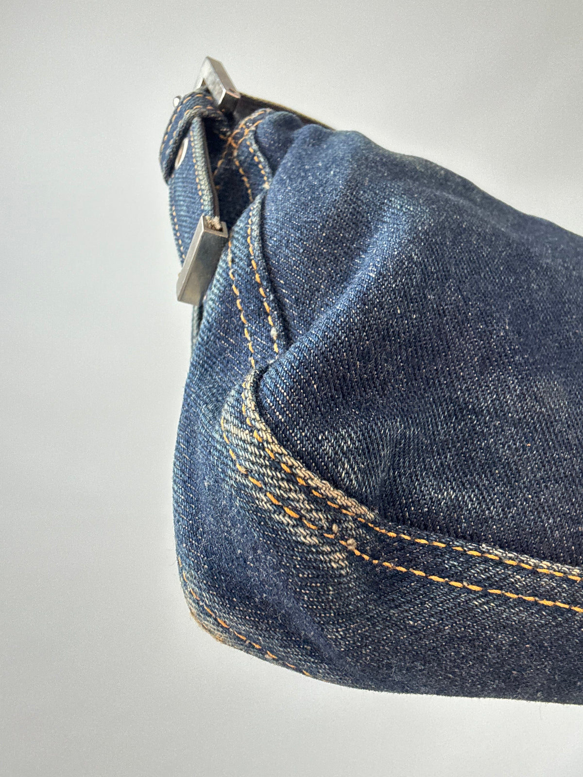 Fendi Vintage Denim Baguette Shoulder Bag — Dark Indigo
