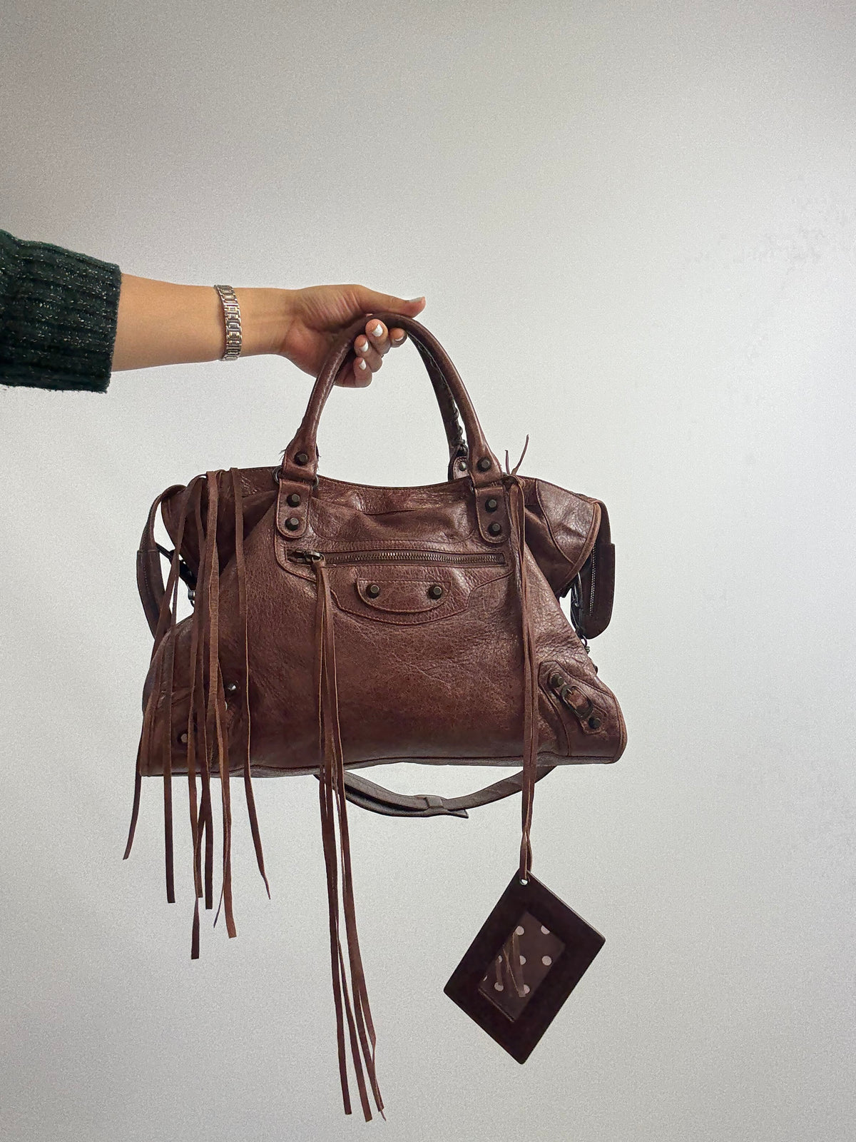 Balenciaga Classic City Leather Bag — Reddish Brown.