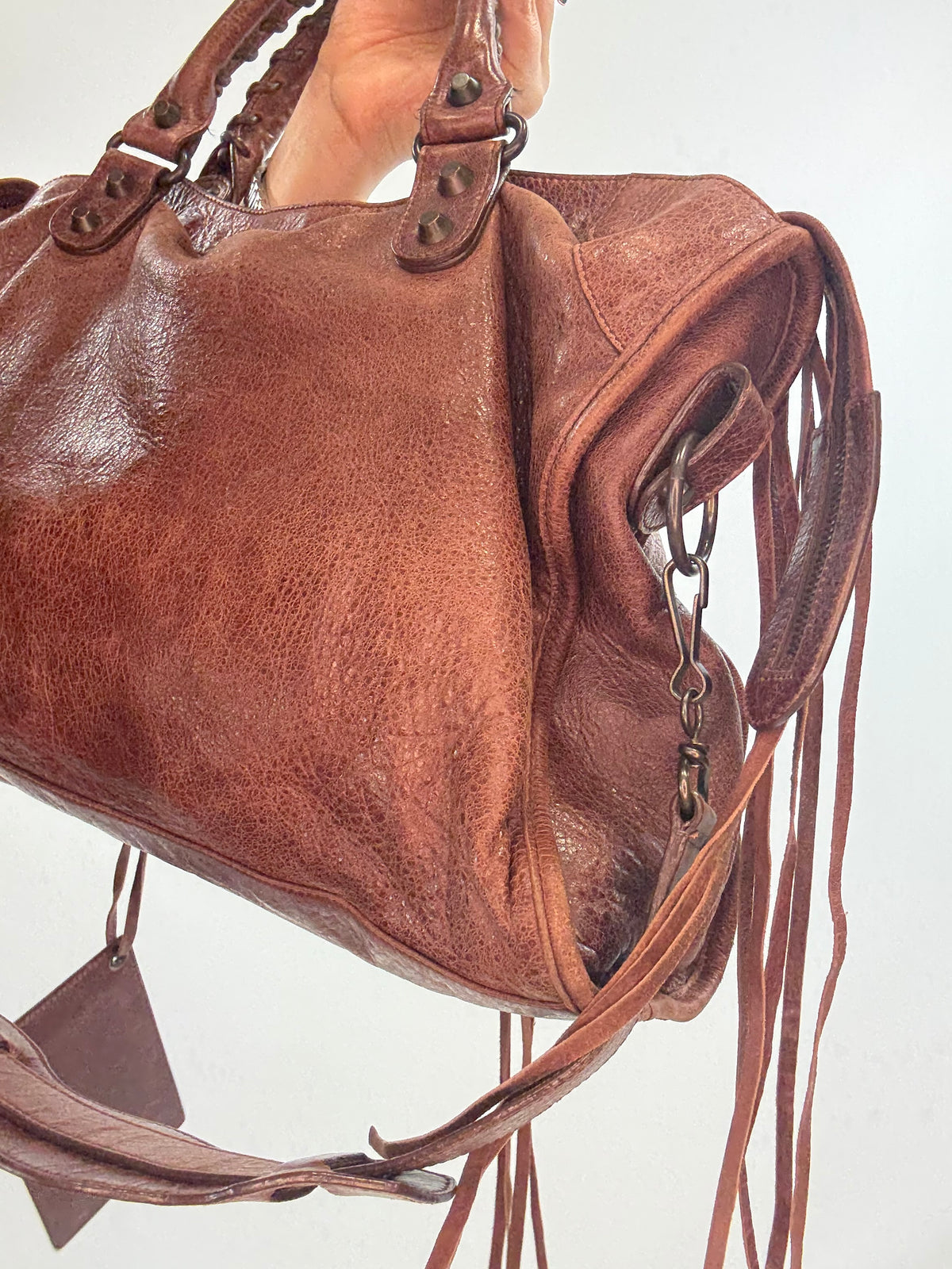 Balenciaga Classic City Leather Bag — Reddish Brown.