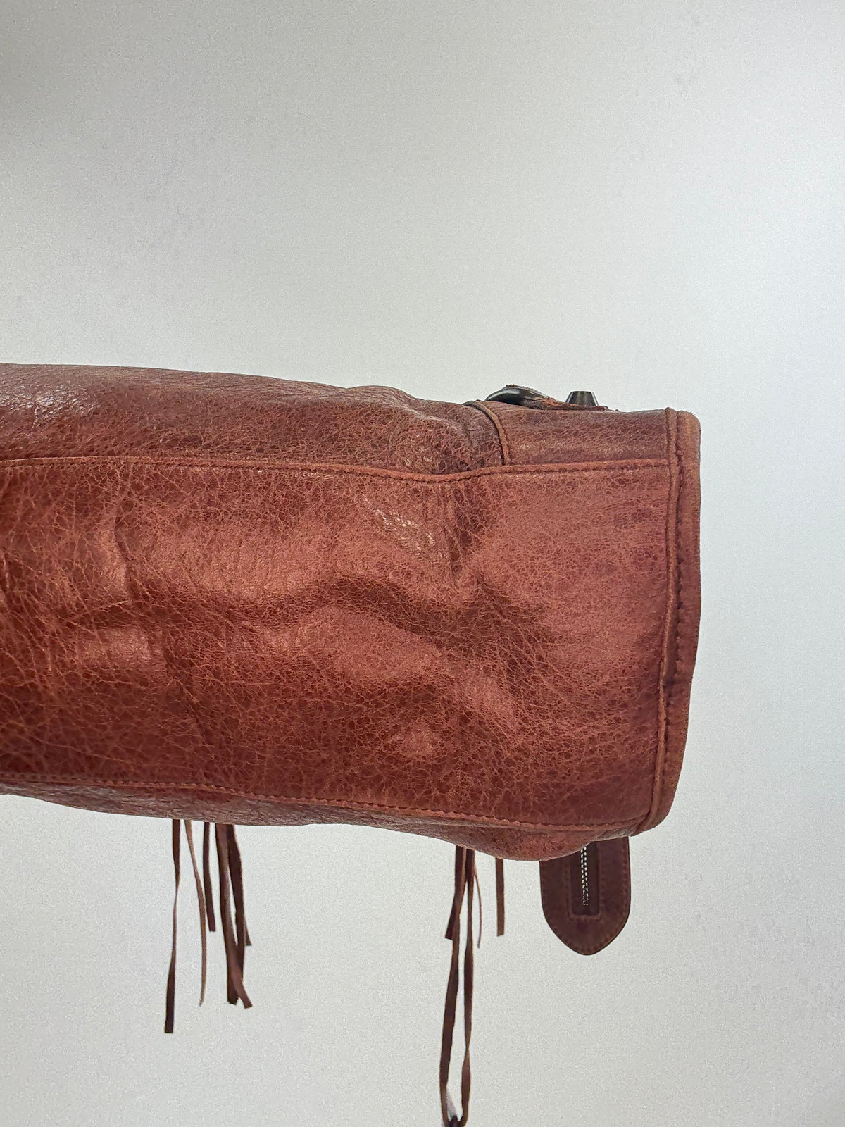 Balenciaga Classic City Leather Bag — Reddish Brown.