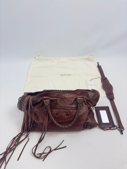 Balenciaga Classic City Leather Bag — Reddish Brown.