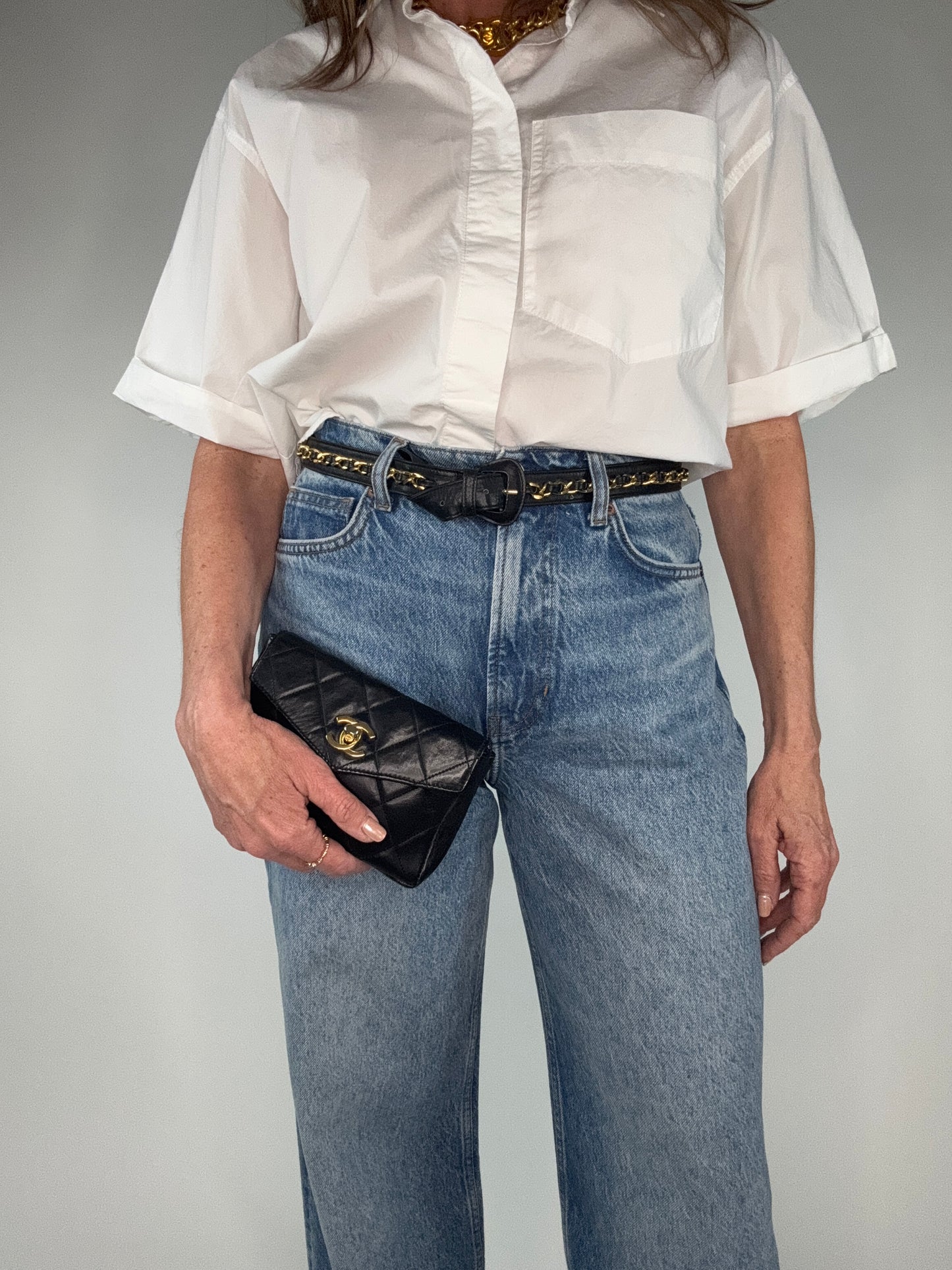 Chanel Vintage Quilted Envelope Belt Bag