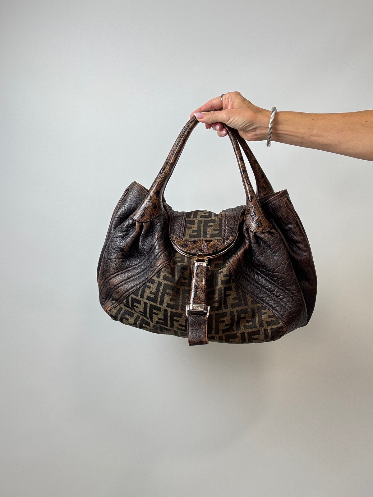Fendi Vintage Zucca Tortuga Spy Bag — Brown