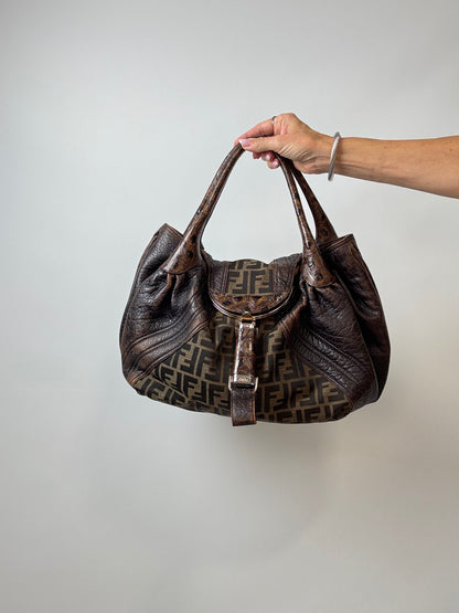 Fendi Vintage Zucca Tortuga Spy Bag — Brown