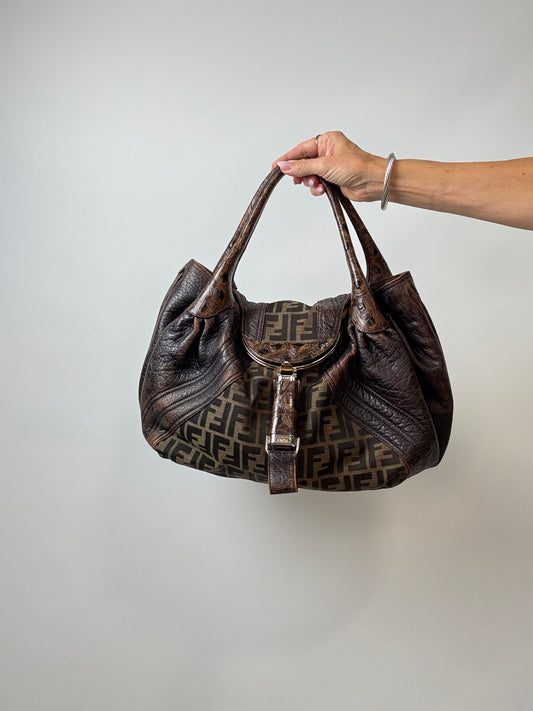 Fendi Vintage Zucca Tortuga Spy Bag — Brown