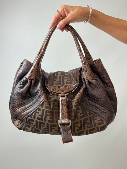 Fendi Vintage Zucca Tortuga Spy Bag — Brown