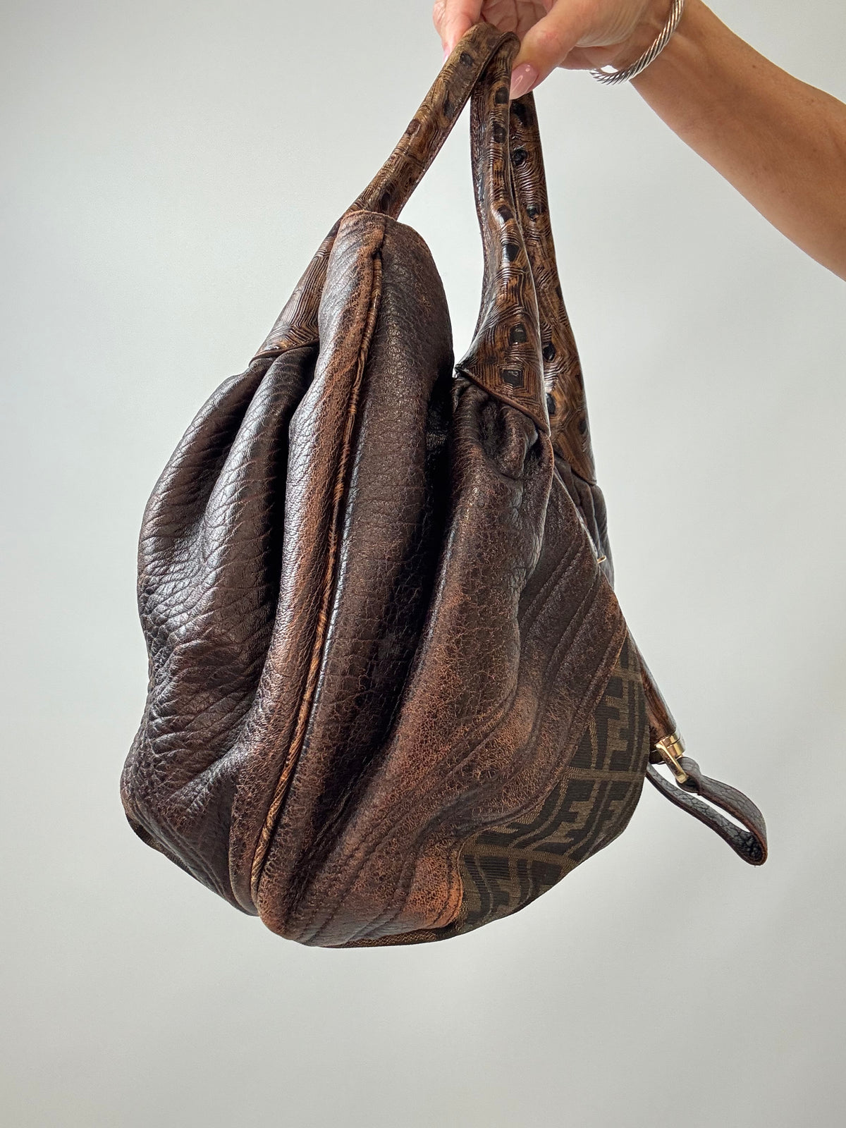 Fendi Vintage Zucca Tortuga Spy Bag — Brown