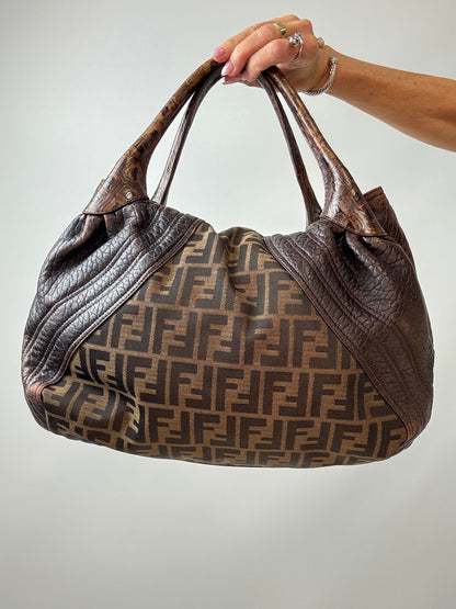 Fendi Vintage Zucca Tortuga Spy Bag — Brown