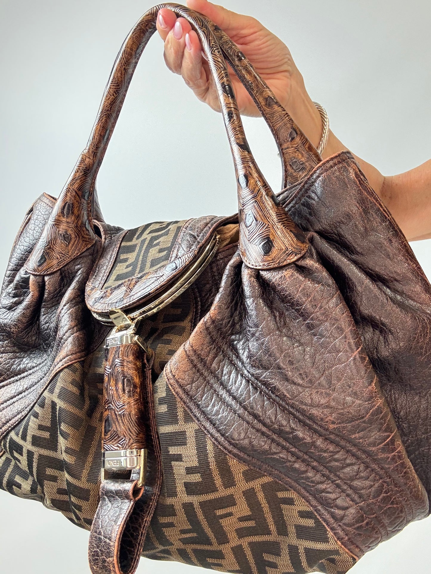 Fendi Vintage Zucca Tortuga Spy Bag — Brown
